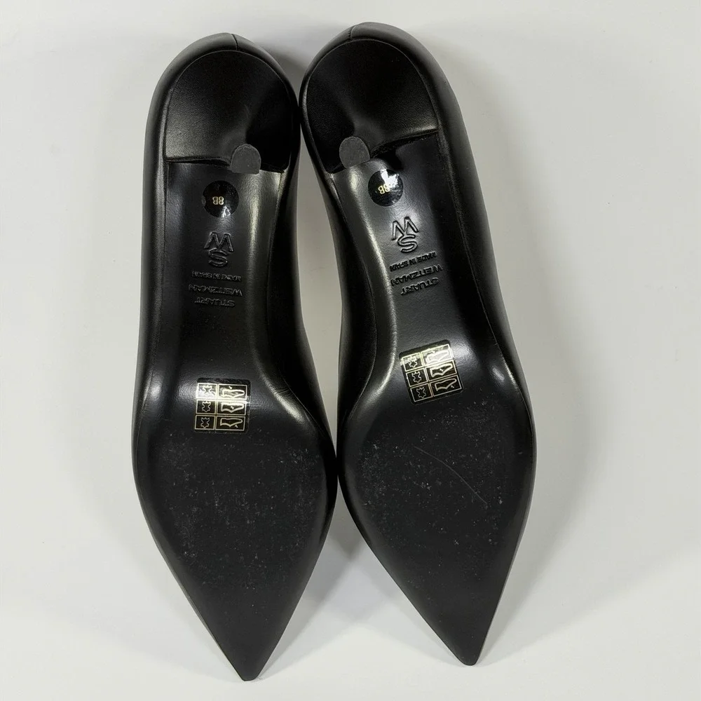 Stuart Weitzman Size-8B Womens Stuart Power 50 Pumps Black Pointed Toe Leather